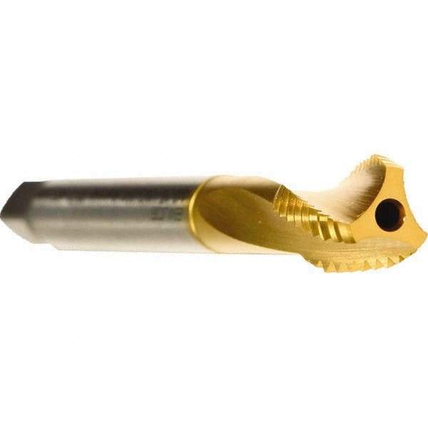 Emuge - M45x4.50 Metric 4 Flute 6HX Modified Bottoming Spiral Flute Tap - Cobalt, TiN Finish, 220mm OAL, Right Hand Flute, Right Hand Thread, Series Rekord D - Apex Tool & Supply