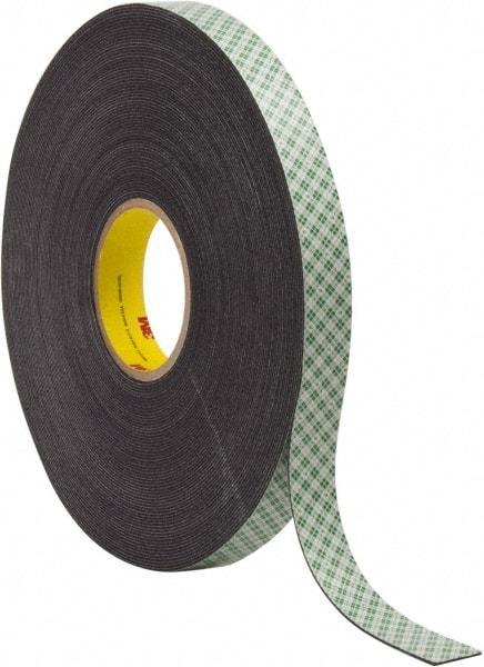 3M - 1" x 36 Yd Acrylic Adhesive Double Sided Tape - 1/16" Thick, Black, Urethane Foam Liner, Continuous Roll, Series 4056 - Apex Tool & Supply