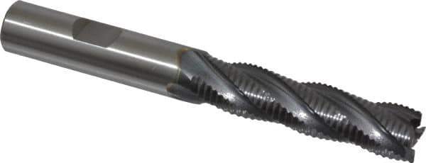 OSG - 1/2" Diam, Fine Pitch, 2" LOC, 4 Flute Cobalt Roughing Square End Mill - TiCN Finish, 4" OAL, 1/2" Shank Diam, Single End, 30° Helix - Apex Tool & Supply