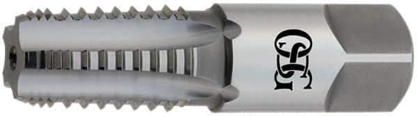 OSG - 1 - 11-1/2 NPTF, 5 Flutes, TiCN Coated, High Speed Steel, Interrupted Thread Pipe Tap - 1-1/8 Inch Shank Diameter, 1-1/8 Inch Shank Diameter, 1-3/4 Inch Thread Length, 0.84 Inch Square Size, 2-1/2 Chamfer, Series 108G - Apex Tool & Supply