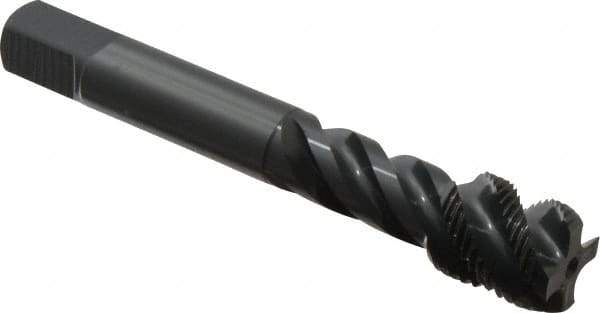 OSG - M18x1.50 Metric Fine 4 Flute 6H Modified Bottoming Spiral Flute Tap - Vanadium High Speed Steel, Oxide Finish, 110mm OAL, Right Hand Flute, Right Hand Thread, Series 229 - Apex Tool & Supply