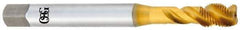 OSG - 1/4-28 UNF 3 Flute 2B Modified Bottoming Spiral Flute Tap - Vanadium High Speed Steel, TiN Finish, 80mm OAL, Right Hand Flute, Right Hand Thread - Apex Tool & Supply