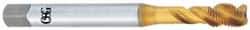 OSG - 9/16-18 UNF 4 Flute 2B Modified Bottoming Spiral Flute Tap - Vanadium High Speed Steel, TiN Finish, 100mm OAL, Right Hand Flute, Right Hand Thread - Apex Tool & Supply