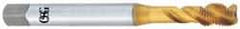 OSG - 9/16-18 UNF 4 Flute 2B Modified Bottoming Spiral Flute Tap - Vanadium High Speed Steel, TiN Finish, 100mm OAL, Right Hand Flute, Right Hand Thread - Apex Tool & Supply