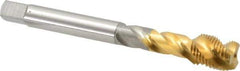OSG - 1/2-20 UNF 3 Flute 2B Modified Bottoming Spiral Flute Tap - Vanadium High Speed Steel, TiN Finish, 100mm OAL, Right Hand Flute, Right Hand Thread - Apex Tool & Supply
