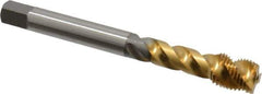 OSG - M12x1.25 Metric Fine 3 Flute 6H Modified Bottoming Spiral Flute Tap - Vanadium High Speed Steel, TiN Finish, 100mm OAL, Right Hand Flute, Right Hand Thread - Apex Tool & Supply