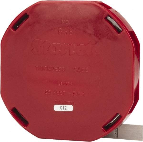 Starrett - 0.012 Inch Thick x 7.62 m Long x 1/2 Inch Wide, Feeler Stock Roll - Tempered Steel - Apex Tool & Supply
