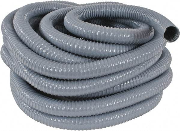 Hi-Tech Duravent - 1-1/2" ID, 26 Hg Vac Rating, 35 psi, PVC Vacuum & Duct Hose - 50' Long, Gray, 1-1/8" Bend Radius, -20 to 150°F - Apex Tool & Supply