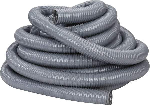 Hi-Tech Duravent - 2" ID, 25 Hg Vac Rating, 27 psi, PVC Vacuum & Duct Hose - 50' Long, Gray, 1-5/8" Bend Radius, -20 to 150°F - Apex Tool & Supply