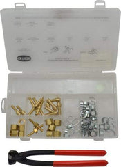 Oetiker - 81 Piece, 1/2 to 9/16" Diam, Welding Hose Clamp Repair Kit - Hose Clamps, Brass Fittings & Pincers - Apex Tool & Supply