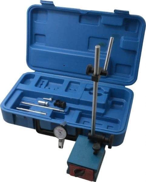 SPI - 0.0005" Graduation, 0-15-0 Dial Reading, Indicator & Base Kit - 3-1/8" Base Length x 2-1/16" Base Width x 2" Base Height, 1-1/2" Dial Diam - Apex Tool & Supply