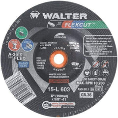 WALTER Surface Technologies - 6" Diam, 36 Grit Surface Grinding Wheel - Aluminum Oxide/Silicon Carbide Blend, Resinoid Bond - Apex Tool & Supply