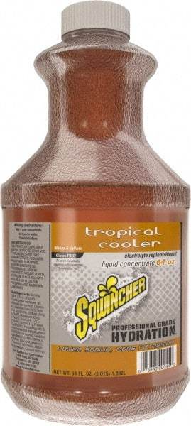 Sqwincher - 64 oz Bottle Tropical Cooler Activity Drink - Liquid Concentrate, Yields 5 Gal - Apex Tool & Supply
