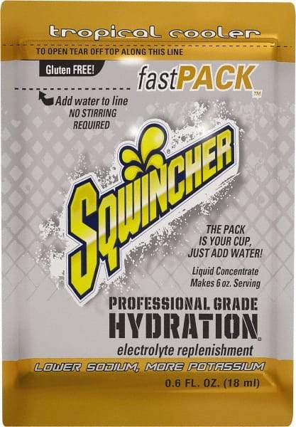 Sqwincher - 0.6 oz Pack Tropical Cooler Activity Drink - Liquid Concentrate, Yields 6 oz - Apex Tool & Supply