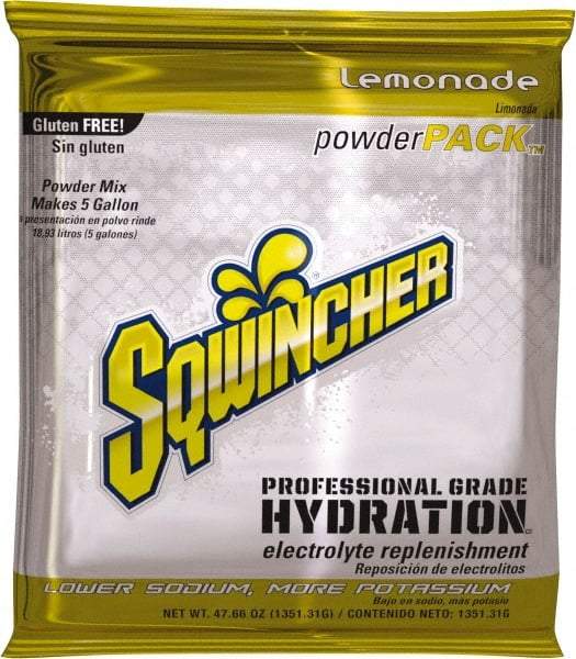 Sqwincher - 47.66 oz Pack Lemonade Activity Drink - Powdered, Yields 5 Gal - Apex Tool & Supply