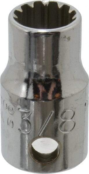 Proto - 3/8" Drive, 3/8" Socket, Spline Socket - 12 Points, 1" OAL - Apex Tool & Supply
