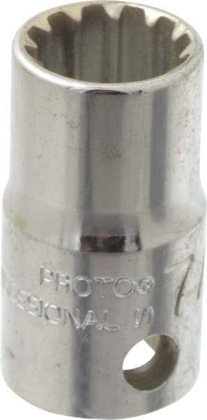 Proto - 3/8" Drive, 7/16" Socket, Spline Socket - 12 Points, 1-1/16" OAL - Apex Tool & Supply
