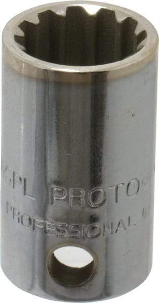 Proto - 3/8" Drive, 1/2" Socket, Spline Socket - 12 Points, 1-1/16" OAL - Apex Tool & Supply