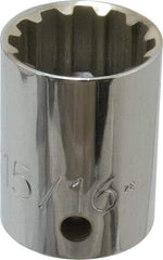Proto - 1/2" Drive, 15/16" Socket, Spline Socket - 12 Points, 1-9/16" OAL - Apex Tool & Supply