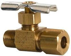 Eaton - 150 Max psi, 1/4 x 1/8" Pipe, Brass, Inline Instrumentation Needle Valve - Compression x MNPT End Connections - Apex Tool & Supply