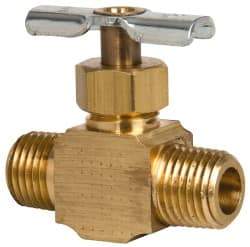 Eaton - 150 Max psi, 1/4" Pipe, Brass, Inline Instrumentation Needle Valve - MNPT x MNPT End Connections - Apex Tool & Supply