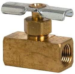 Eaton - 150 Max psi, 1/8" Pipe, Brass, Inline Instrumentation Needle Valve - FNPT x FNPT End Connections - Apex Tool & Supply