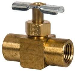 Eaton - 150 Max psi, 1/4" Pipe, Brass, Inline Instrumentation Needle Valve - FNPT x FNPT End Connections - Apex Tool & Supply