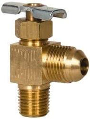 Eaton - 150 Max psi, 3/8 x 1/4" Pipe, Brass, Flare Angled Instrumentation Needle Valve - Flare x MNPT End Connections - Apex Tool & Supply