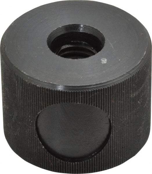 Morton Machine Works - 1/2-13" UNC Thread, Black Oxide Finish, Steel Round Knurled Push Button Thumb Nut - 1-1/8" Overall Height, 1-1/2" Head Diam - Apex Tool & Supply