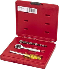 Proto - 12 Piece 1/4" Drive Chrome Finish Socket Set - 12 Points, 3/16" to 9/16" Range, Inch Measurement Standard - Apex Tool & Supply