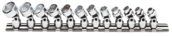 Proto - 12 Piece 1/4" Drive Standard Socket Set - 6 Points, 5 to 15mm, Metric Measurement Standard - Apex Tool & Supply