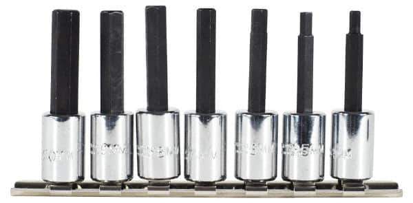 Proto - 7 Piece 3/8" Drive Metric Hex Bit Socket Set - 4 to 10mm Hex - Apex Tool & Supply