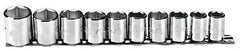 Proto - 10 Piece 3/8" Drive Chrome Finish Socket Set - 6 Points, 5/16" to 7/8" Range, Inch Measurement Standard - Apex Tool & Supply