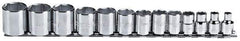 Proto - 13 Piece 3/8" Drive Chrome Finish Socket Set - 6 Points, 1/4" to 1" Range, Inch Measurement Standard - Apex Tool & Supply