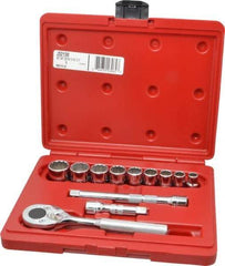 Proto - 12 Piece 3/8" Drive Chrome Finish Socket Set - 12 Points, 3/8" to 7/8" Range, Inch Measurement Standard - Apex Tool & Supply