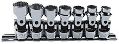 Proto - 7 Piece 3/8" Drive Standard Socket Set - 12 Points, 9 to 15mm, Metric Measurement Standard - Apex Tool & Supply