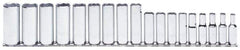 Proto - 13 Piece 3/8" Drive Chrome Finish Deep Well Socket Set - 6 Points, 1/4" to 1" Range, Inch Measurement Standard - Apex Tool & Supply