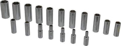 Proto - 18 Piece 3/8" Drive Chrome Finish Deep Well Socket Set - 6 Points, 6mm to 23mm Range, Metric Measurement Standard - Apex Tool & Supply