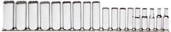 Proto - 18 Piece 3/8" Drive Chrome Finish Deep Well Socket Set - 12 Points, 6mm to 23mm Range, Metric Measurement Standard - Apex Tool & Supply
