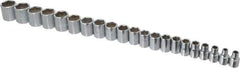 Proto - 21 Piece 3/8" Drive Chrome Finish Socket Set - 6 Points, 6mm to 26mm Range, Metric Measurement Standard - Apex Tool & Supply