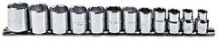 Proto - 12 Piece 3/8" Drive Chrome Finish Socket Set - 6 Points, 8mm to 19mm Range, Metric Measurement Standard - Apex Tool & Supply