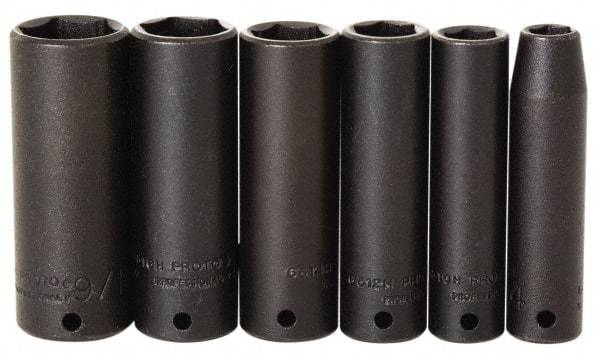 Proto - 7 Piece 1/4" Drive Impact Socket Set - 7mm to 13mm Range, Metric Measurement Standard - Apex Tool & Supply