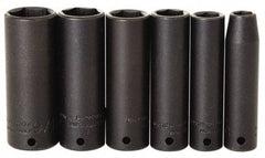 Proto - 7 Piece 1/4" Drive Impact Socket Set - 7mm to 13mm Range, Metric Measurement Standard - Apex Tool & Supply