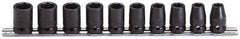 Proto - 10 Piece 1/2" Drive Impact Socket Set - 6 Points, 10 to 19mm, Metric Measurement Standard - Apex Tool & Supply