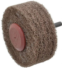 3M - 3" Medium Grade Aluminum Oxide Deburring Disc - 1/4" Shank Diam, Shank Connection, Tan, 10,000 Max RPM - Apex Tool & Supply