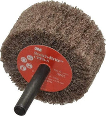 3M - 2" Diam x 1" Face Width, Medium Aluminum Oxide Nonwoven Mounted Flap Wheel - 1/4" Shank Mount, 12,000 Max RPM - Apex Tool & Supply