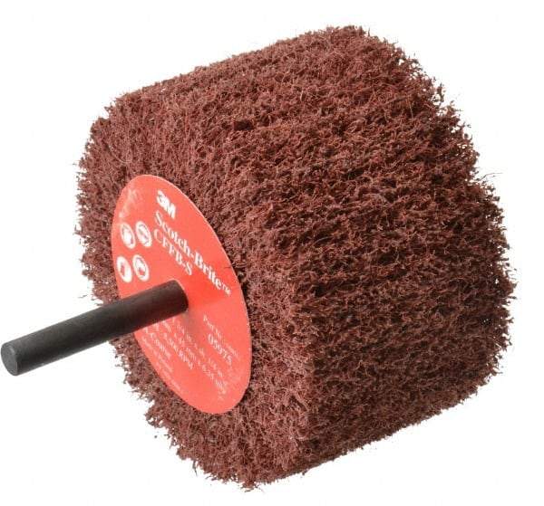3M - 3" Diam x 1-3/4" Face Width, Coarse Aluminum Oxide Nonwoven Mounted Flap Wheel - 1/4" Shank Mount, 8,500 Max RPM - Apex Tool & Supply