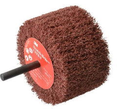 3M - 3" Diam x 1-3/4" Face Width, Coarse Aluminum Oxide Nonwoven Mounted Flap Wheel - 1/4" Shank Mount, 8,500 Max RPM - Apex Tool & Supply
