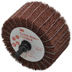 3M - 2-1/2" Diam x 1-1/4" Face Width, Fine Aluminum Oxide Nonwoven & Coated Mounted Flap Wheel - Roloc Mount, 120 Grit, X Weighted Backing, 7,000 Max RPM - Apex Tool & Supply
