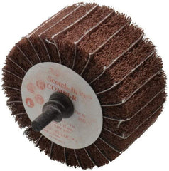 3M - 2-1/2" Diam x 1-1/4" Face Width, Very Fine Aluminum Oxide Nonwoven & Coated Mounted Flap Wheel - Roloc Mount, 180 Grit, X Weighted Backing, 7,000 Max RPM - Apex Tool & Supply